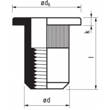 BLINDKLINKMOER BL-STAAL M6