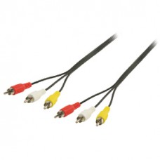 COMPOSIET VIDEOKABEL 3X RCA MALE - 3X RCA MALE 10.0 M ZWART