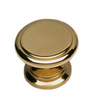 KNOP VLAK 32MM MESSING GELAKT