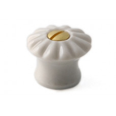 PORCELEINE KNOP &quot;RIB&quot; 19MM OUD-WIT