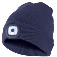 VELAMP LIGHTHOUSE: BEANIE WITH RECHARGEABLE LED HEADLAMP. NAVY BLUE
