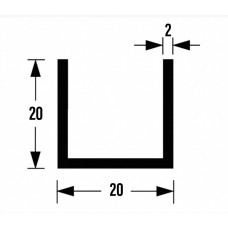 U-PROFIEL ALUMINIUM BRUTE 20X20X20X2MM 200CM