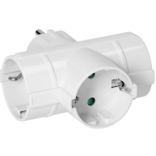 RANDAARDE STEKKERADAPTER 3-VOUDIG T-MODEL WIT