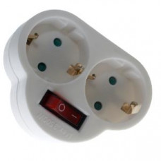 RANDAARDE STEKKERADAPTER 2-VOUDIG MET SCHAKELAAR WIT