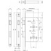 248617T2460 TOILET/BADKAMERDEURSLOT, DM60MM, WC72MM, KRUKGAT 8MM, VOORPLAAT RVS 24X235MM RECHTHOEKIG, DR 1+3/2+4.