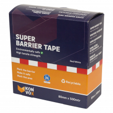 AFZETBAND, SUPERSTERK ROOD/WIT 500M X 8CM