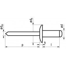 MFX RIVET ALU/STEEL LH 4.8X18X14 INHOUD VERPAKKING: 250 STUKS