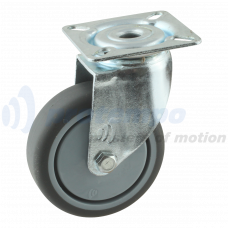 ZWENKWIEL 75MM - ZONDER REM - RUBBER - 75KG - GRIJS