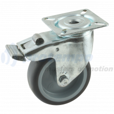 ZWENKWIEL 75MM - MET REM - RUBBER - GRIJS - 75KG