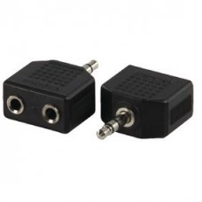 STEREO-AUDIO-ADAPTER 3.5 MM MALE - 2X 3.5 MM FEMALE ZWART